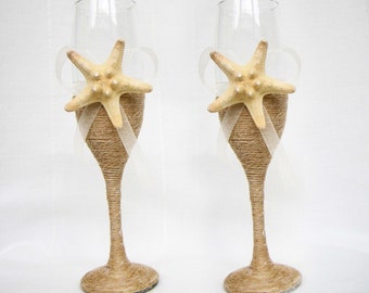Wedding  Glasses \ Starfish Wedding Champagne Glasses /  Wine Glasses