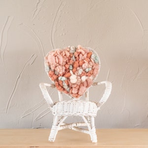 Hand Woven Wicker Heart White Chair Plant Stand image 1