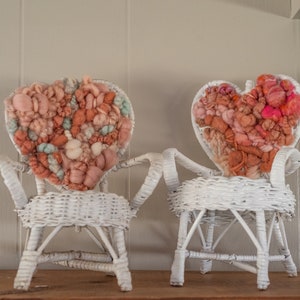 Hand Woven Wicker Heart White Chair Plant Stand image 6