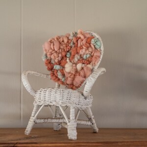 Hand Woven Wicker Heart White Chair Plant Stand image 5
