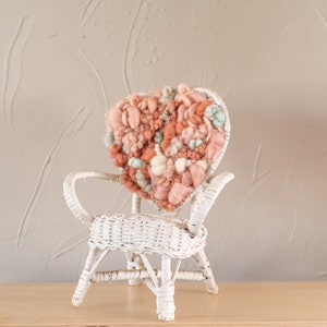 Hand Woven Wicker Heart White Chair Plant Stand image 2