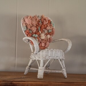 Hand Woven Wicker Heart White Chair Plant Stand image 9