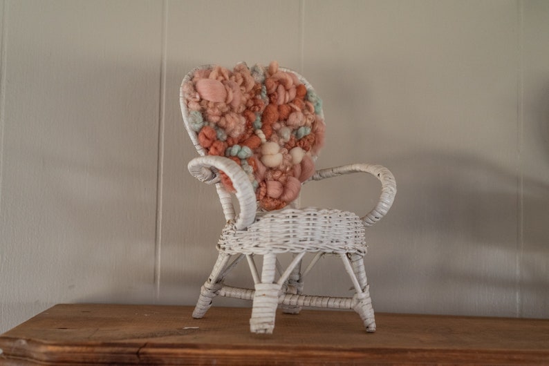 Hand Woven Wicker Heart White Chair Plant Stand image 9