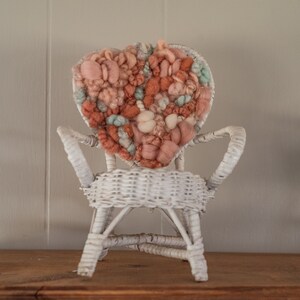 Hand Woven Wicker Heart White Chair Plant Stand image 3