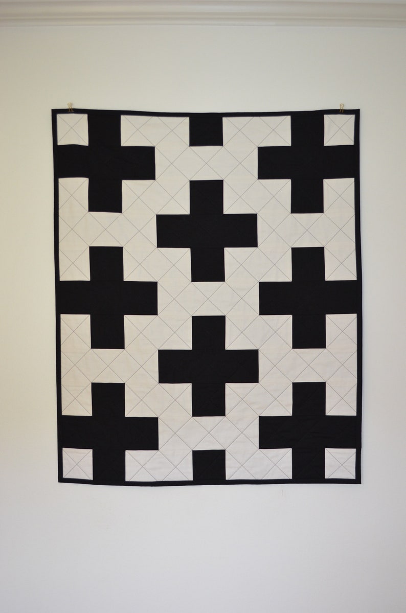 Black and White Plus Quilt / Cross Quilt / Plus Sign Quilt Etsy