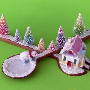 Christmas Centerpiece Handmade Miniature Putz Hacienda Style OOAK