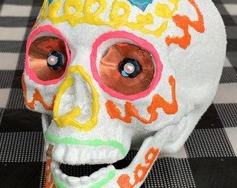 Hand Crafted Halloween Day of the Dead Skull Calaveras OOAK