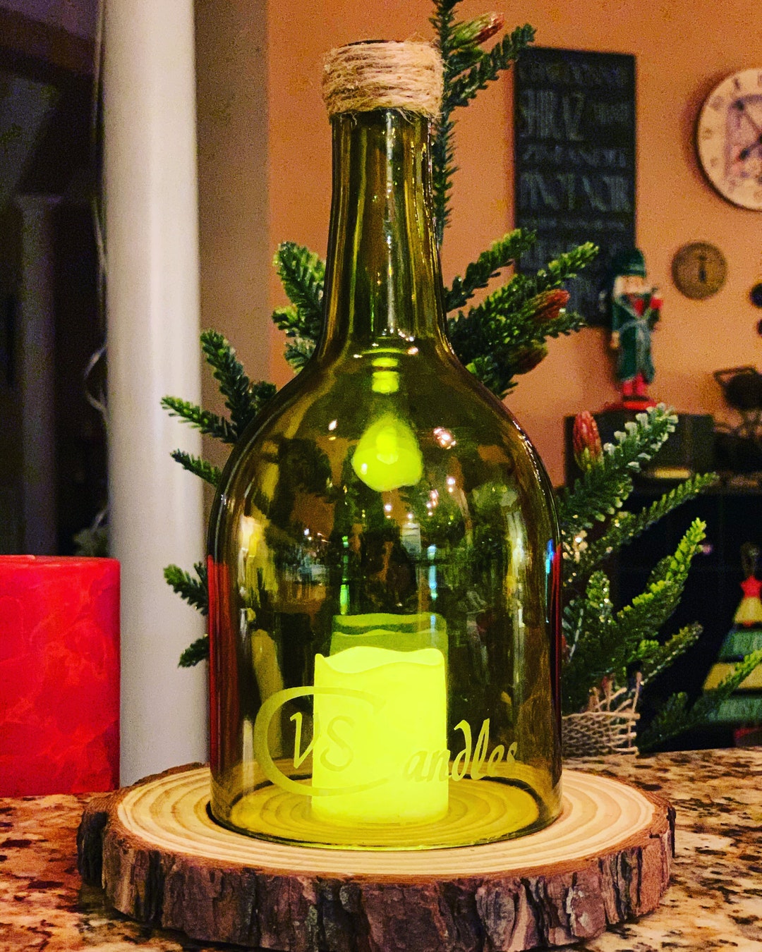 Recycled Wine Bottle Candle Holder Etsy