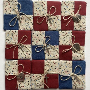 Pocket Prayer Quilt, Masculine Pocket Prayer Quilt, Pocket Prayer Quilt with Heart and Cross, Bible Study Gift, Encouragement Gift