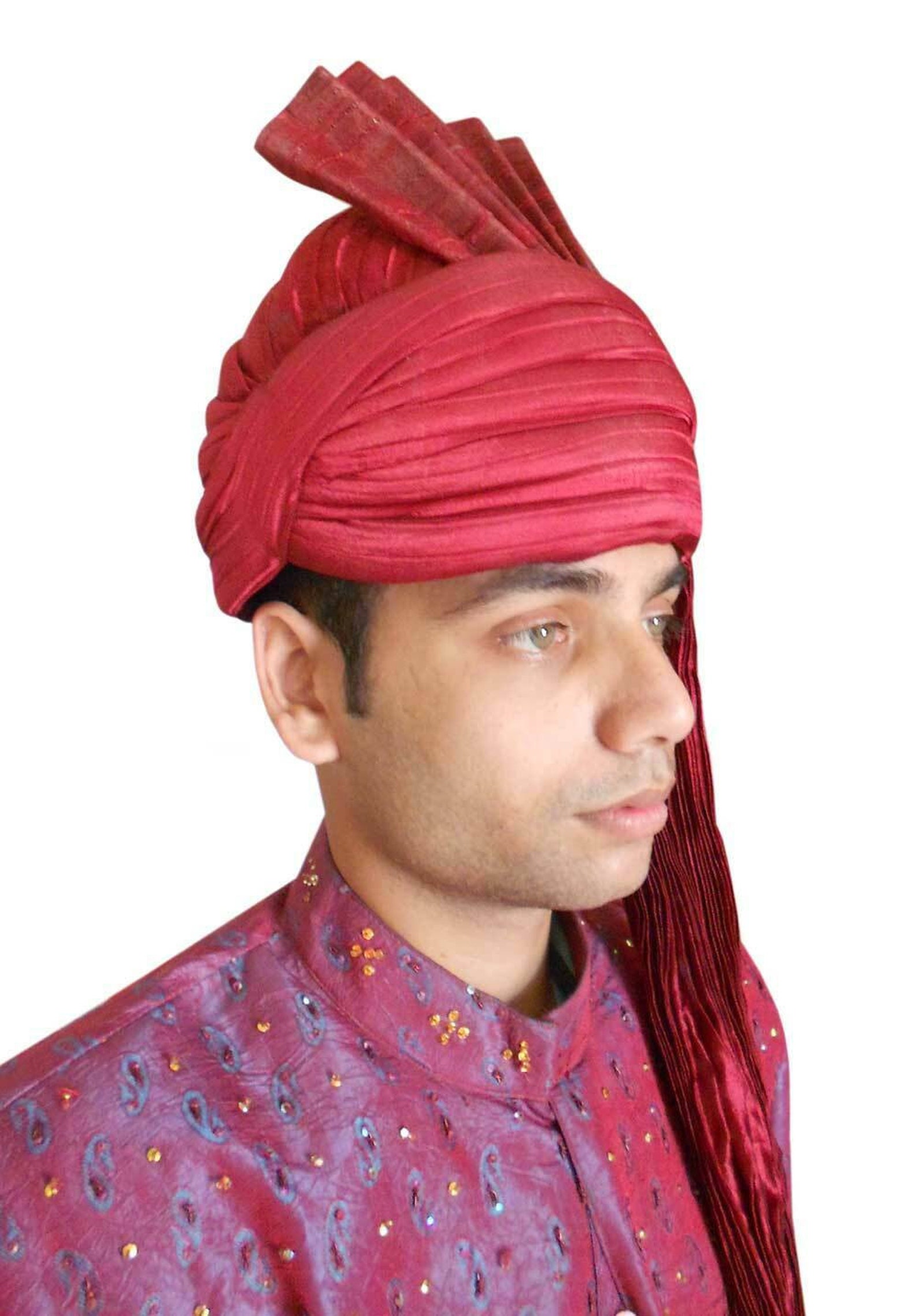 Men Hat Traditional Punjabi Turban Party Bhangra Maroon Pagri Etsy