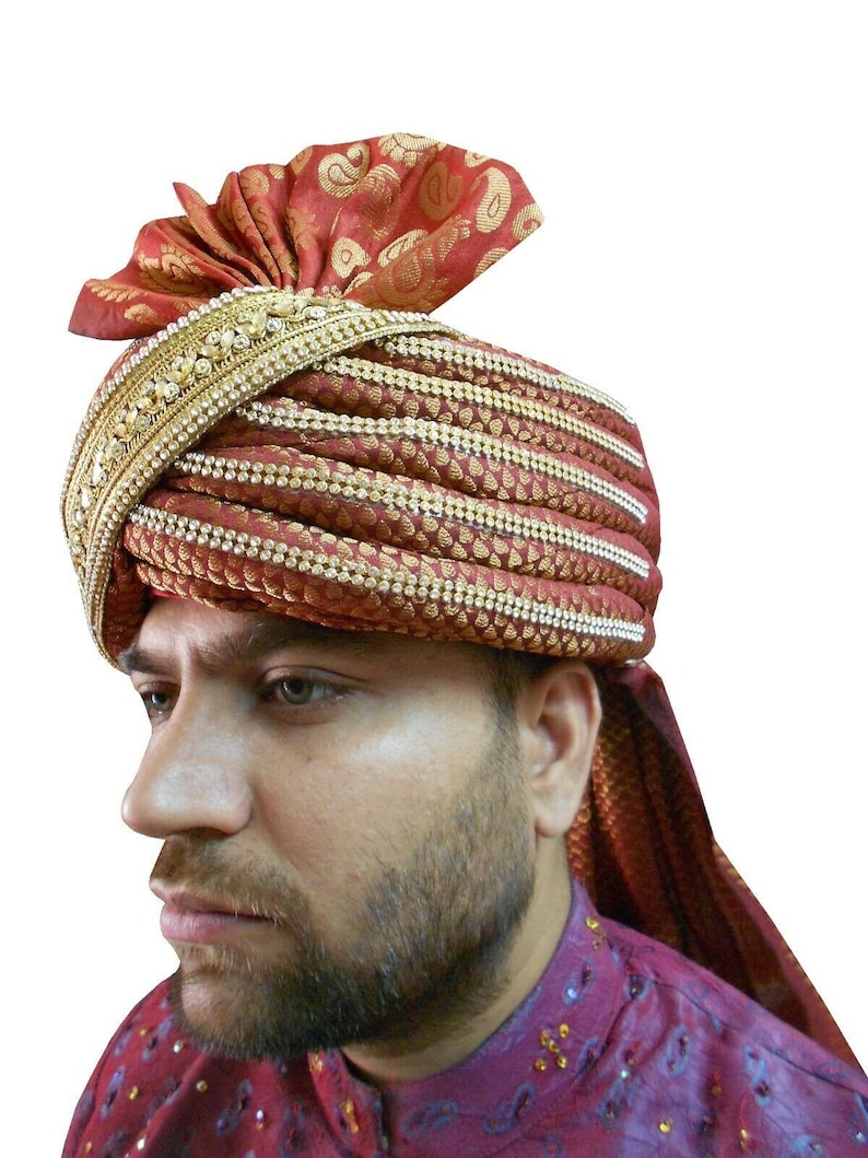 Men Hat Indian Sherwani Safa Groom Turban Handmade Top Hat Wedding Multi-Color Pagri Traditional Pag
