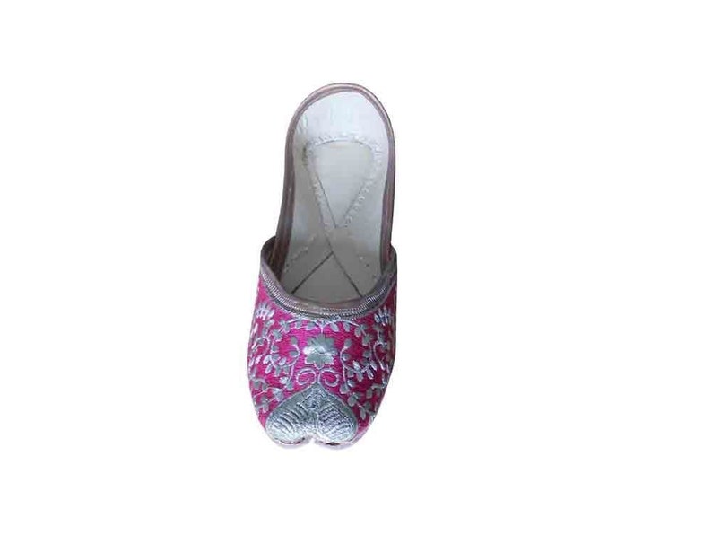 Women Shoes Jutties Indian Handmade Traditional Pink Leather Ballet Flats Mojari