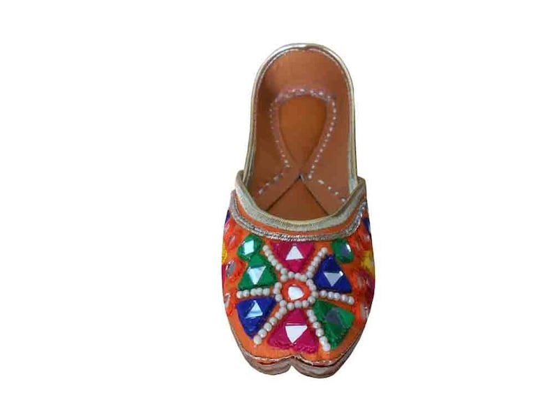 Kalra Creations Jutti Indian Wedding Women Shoes Designer Dabka Mojari Flip-Flops Flat