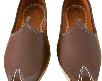 Men Shoes Indian Handmade Leather Khussa Brown Jutties