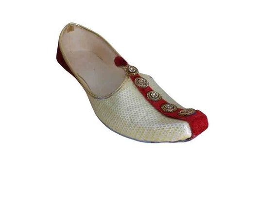 Men Wedding Shoes Indian Jutti Handmade Khussa Loafers Cream Etsy
