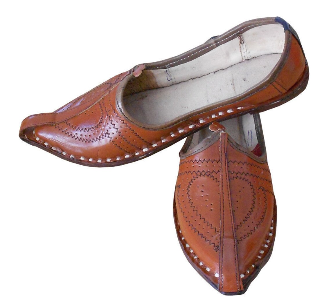 Men Rajasthani Jutti Indian Shoes Handmade Brown Leather Etsy
