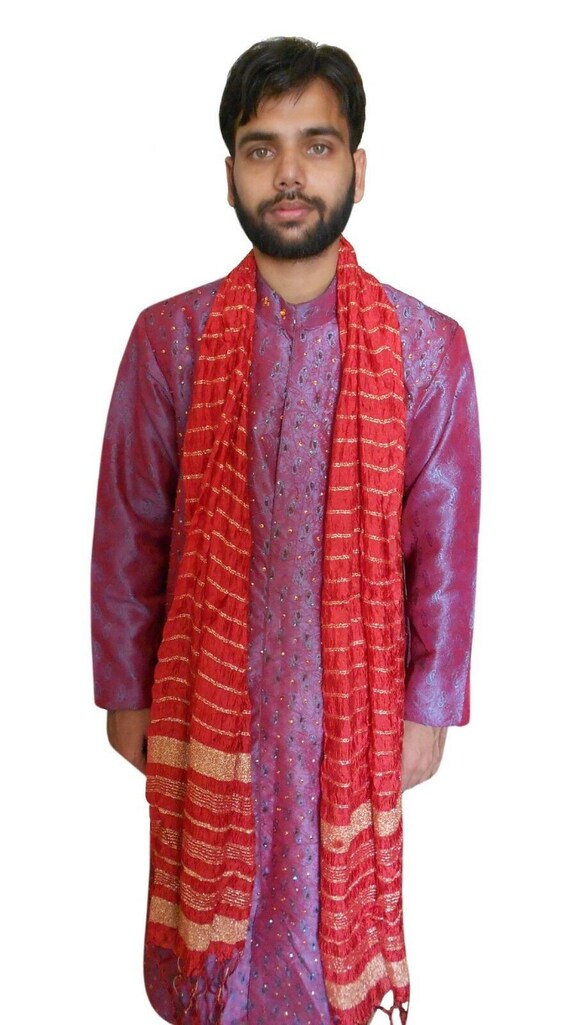 Men Stole Indian Traditional Wedding Chunni Dupatta Sherwani Etsy