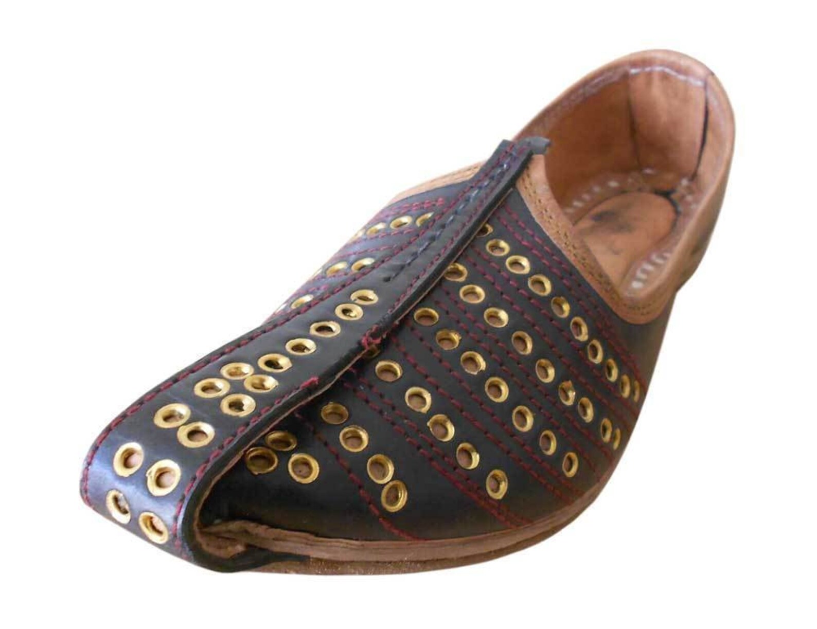 Men Rajasthani Jutti Indian Handmade Leather Shoes Black Men Rajasthani Jutti Indian Handmade Leather Shoes Black