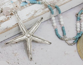 Long silver necklace with pendant (starfish)