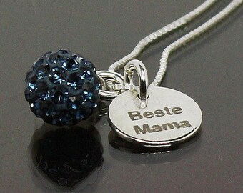 925 Silber Kette mit Anhängern, liebevolles Geschenk, Muttertag, Valentinstag, Geburtstag, Kette mit Gravur: Beste Mama