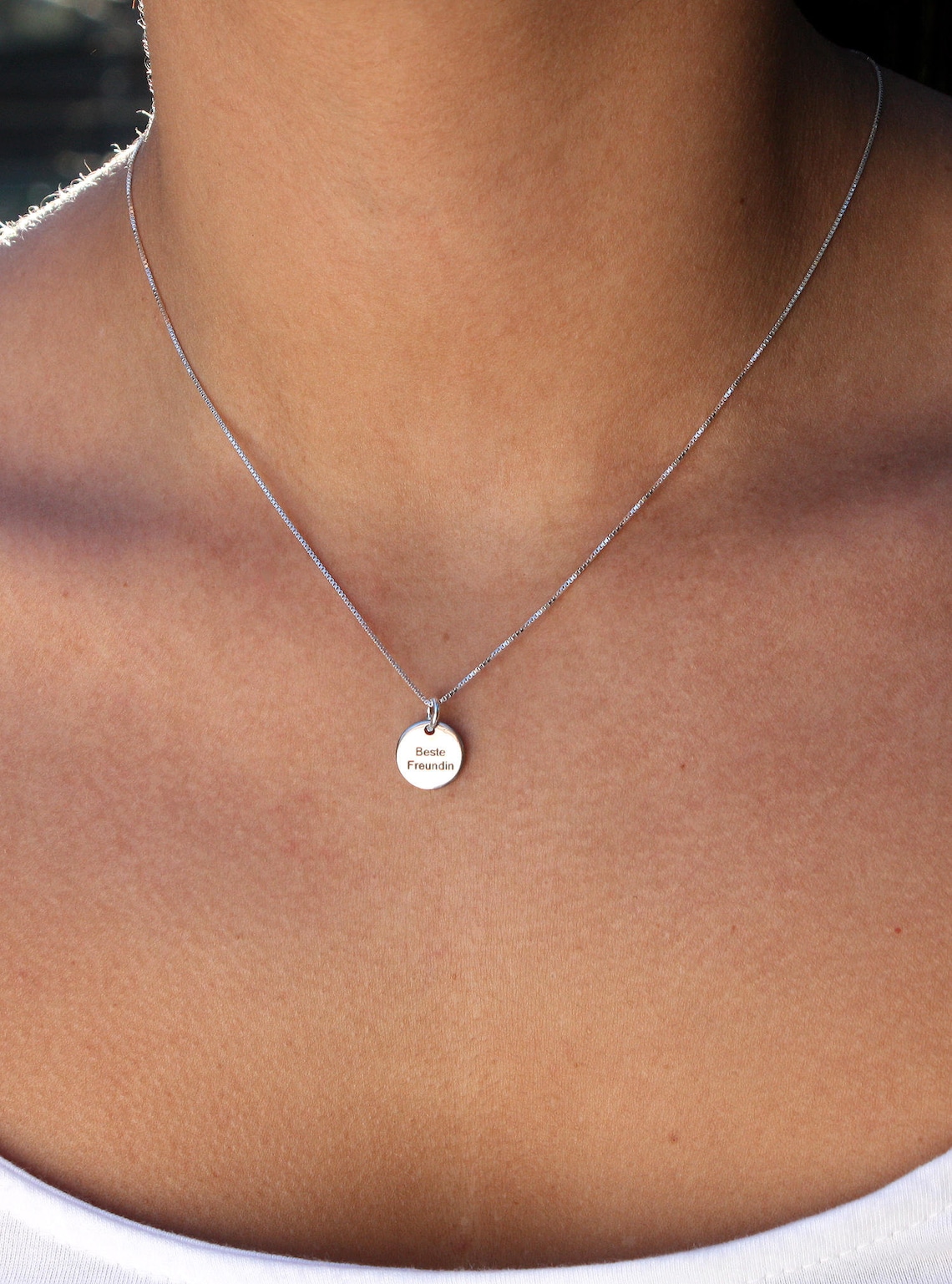 925 collar de plata con el grabado de deseos collar de Etsy