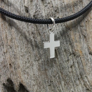 Necklace with pendant, chain with cross, 925 sterling silver, cross on a rope ribbon, confirmation, communion, gift, silver chain cross