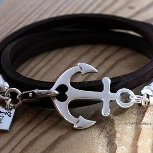 Anchor bracelet Küstenkind leather, brown, wrap bracelet leather, bracelet maritime, leather bracelet image 3