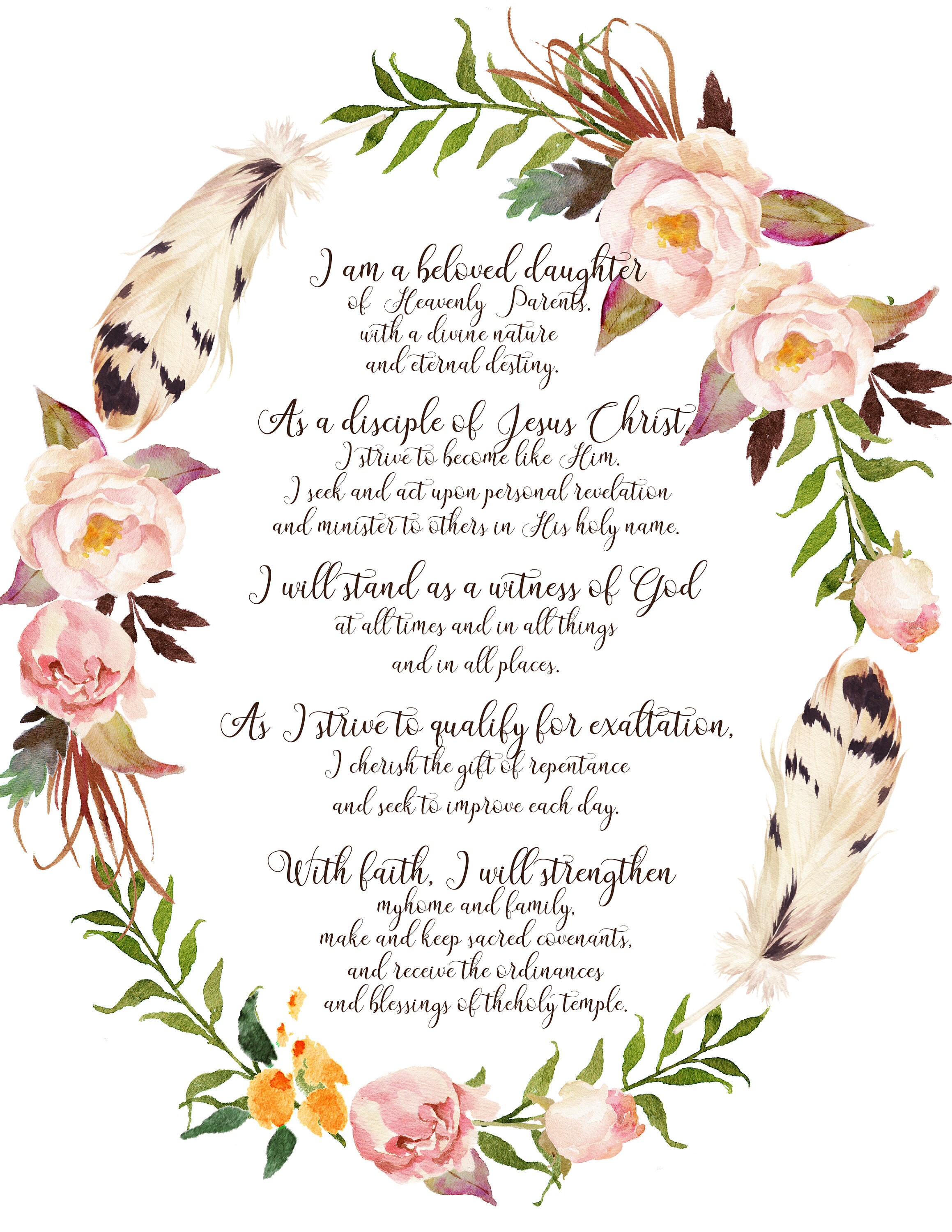 NEW YW theme printable download LDS Young Women art mormon Etsy