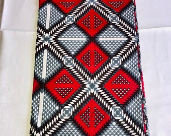 African fabric / Ankara fabric / Red White Grey / African Supplies / African print fabric wax print / cotton fabric