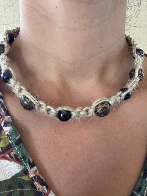 Hemp Necklace Wooden Bead Hemp Necklace 