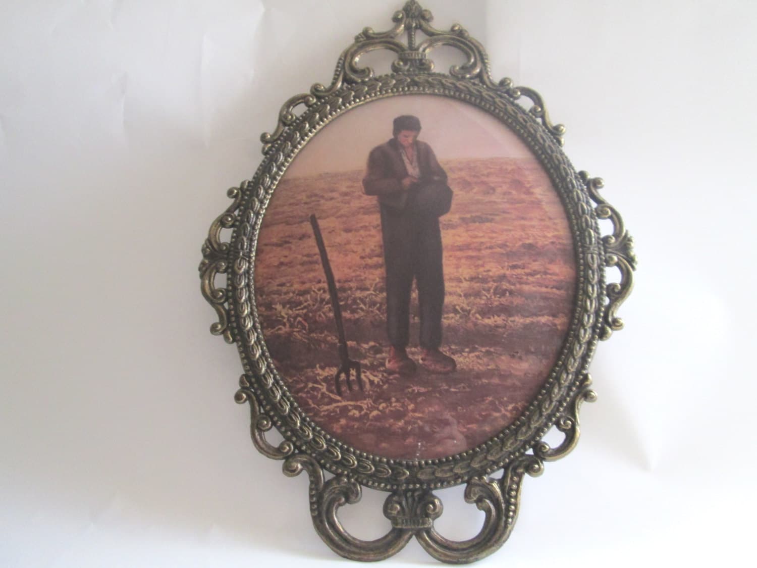 Vintage Italian Brass Oval Frame with Convex Glass Etsy