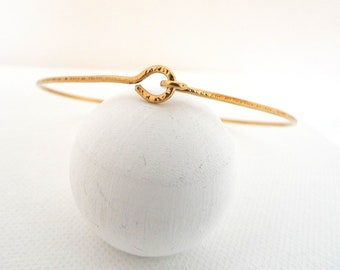 Brass Hook Bracelet - Minimalist Bracelet - Bangle - Stacking Bracelet - Hook and Eye Bangle - Gold - Light Weight - Gift - Free Shipping