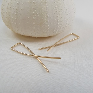 Modern Fish Hoop Earrings, 14 KT Gold, Rose Gold, Sterling Silver, Brass, Lightweight, Christian Jewelry, Gift, 2 Sizes, FREE SHIPPING