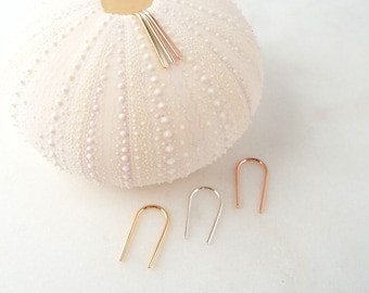 Arc Earrings, U Earrings, Tiny U Earrings, Open Hoops, Modern Hoops, Threader Hoops Earrings, Rose Gold, Gold, Silver, Gift, FREE SHIPPING