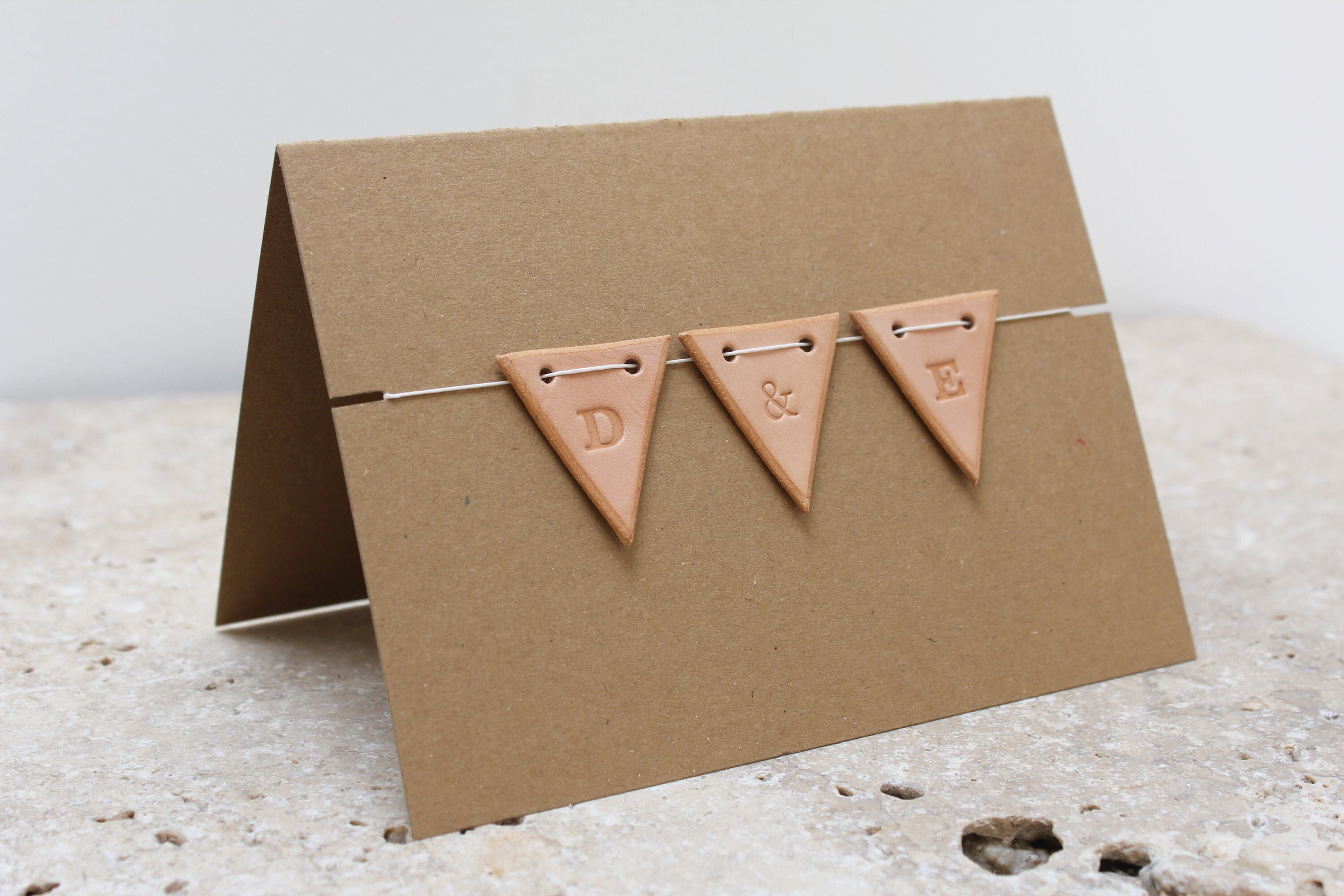 Mini leather bunting kraft card