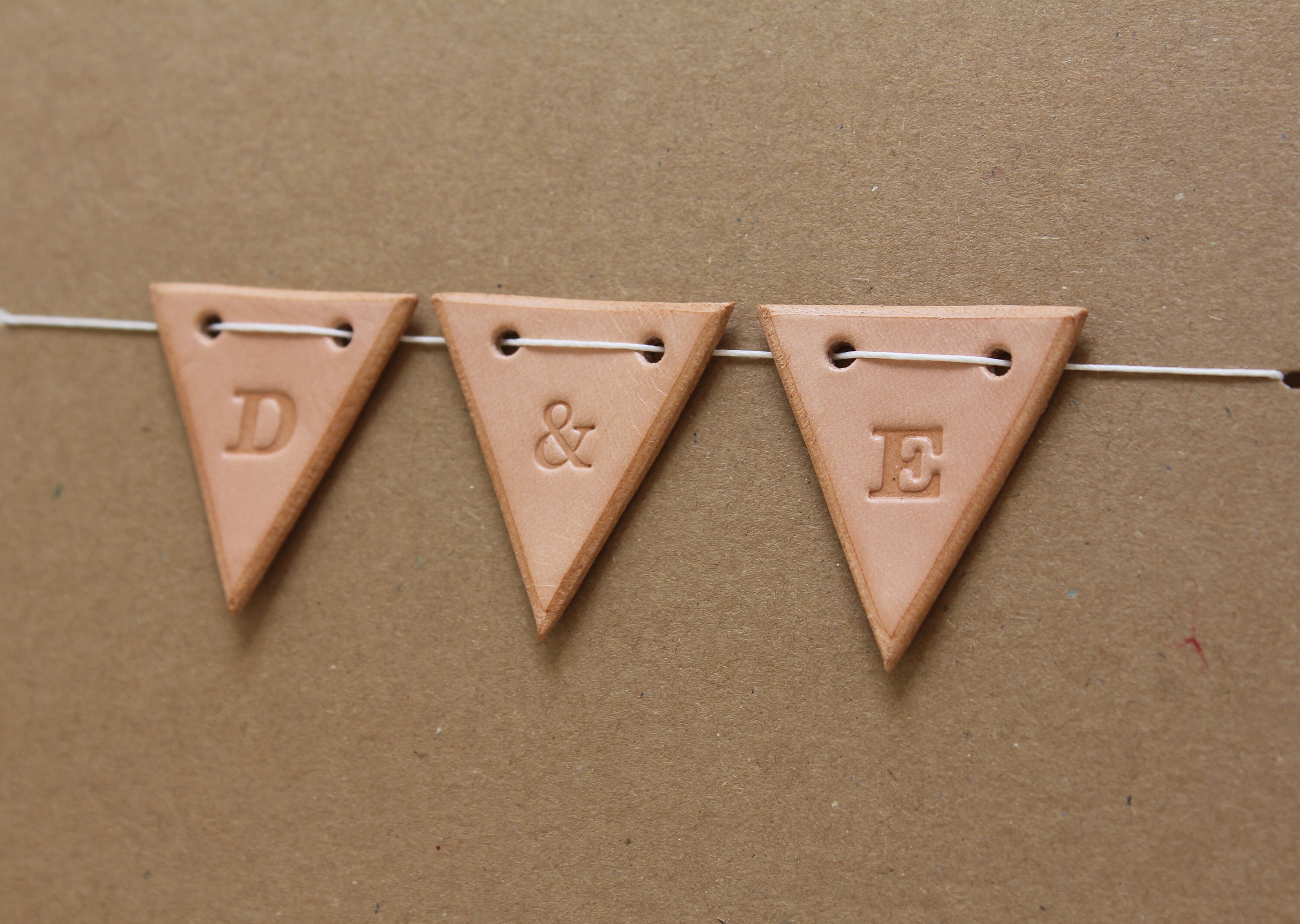 Mini leather bunting kraft card