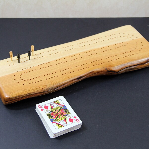 Natural Edge Juniper Cribbage Board, 2-Player