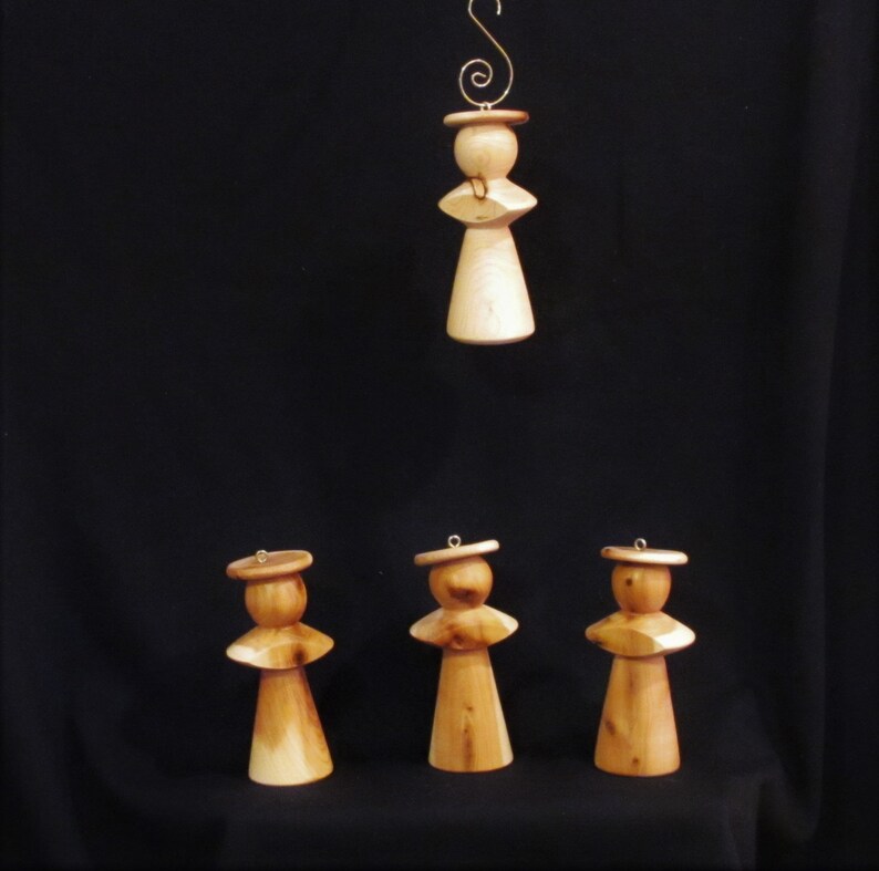 Wooden Angel Christmas Ornament LatheTurned Juniper Etsy