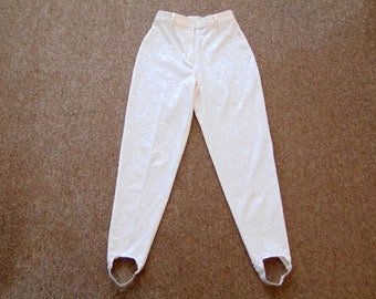 Vintage TOGETHER! Stretch Cream Colour Stirrup Cigarette Pants W 25"