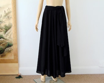 New With Tags Vintage ZASHI Crinkle Cotton Palazzo Trousers With Sash Belt Size M
