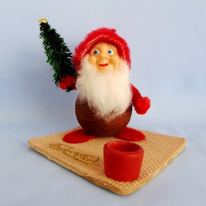 Vintage German VEB Erzgebirge Christmas Display Ornament Dwarf Candle Holder 1950s-1960s