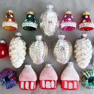 17 Vintage German Lauscha Glass Christmas Tree Ornaments