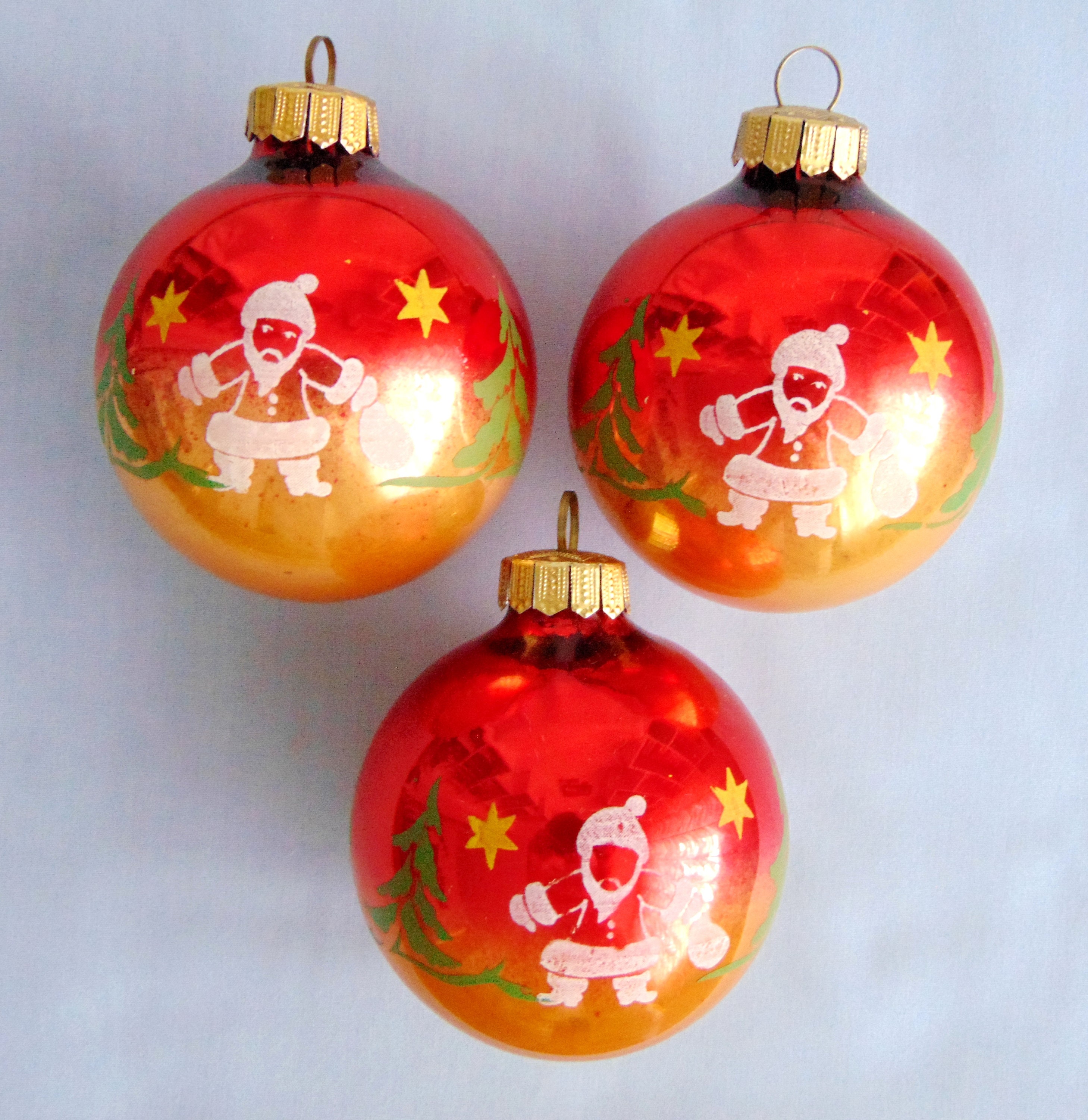 7 Vintage German Large Glass Christmas Tree Ornaments Baubles Etsy