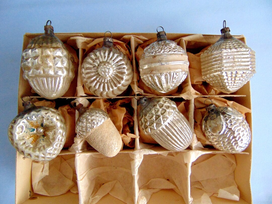 8 Antique German Lauscha Glass Christmas Tree Ornaments Etsy