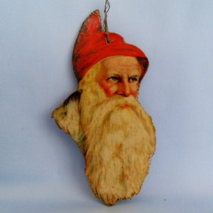 Rare German Cardboard Die Cut Lithograph Christmas Tree Ornament Nikolaus/Santa
