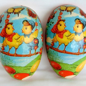 Vintage West Germany Large Paper Mache Easter Egg Candy Container