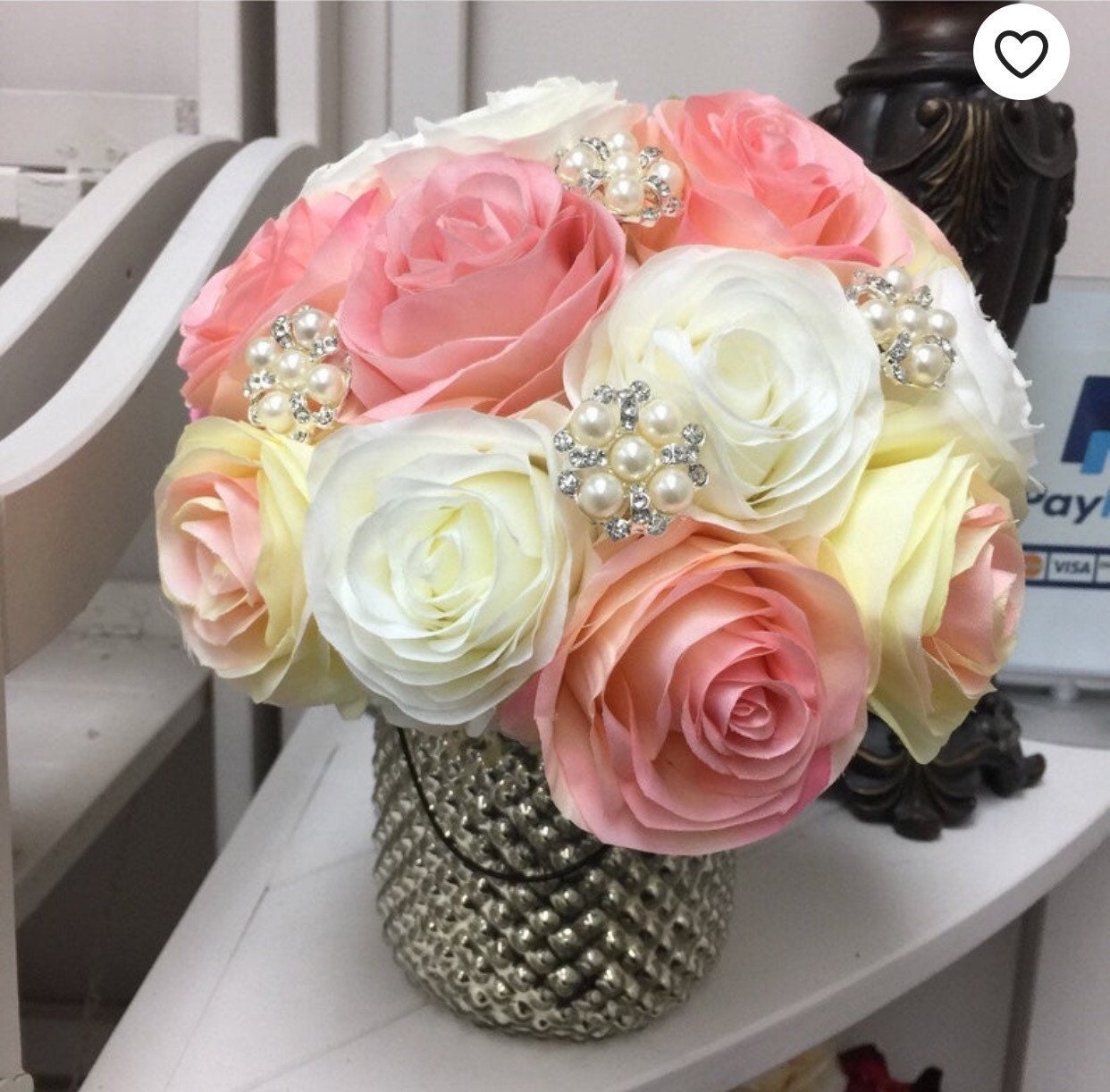 1st Communion Bouquet tricolor silk flowers and sparkling Etsy