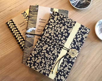 Blank or lined notebook on Japanese washi paper, black and gold sakura branch diary, elegant A6 Japanese notebook for her, travel journal