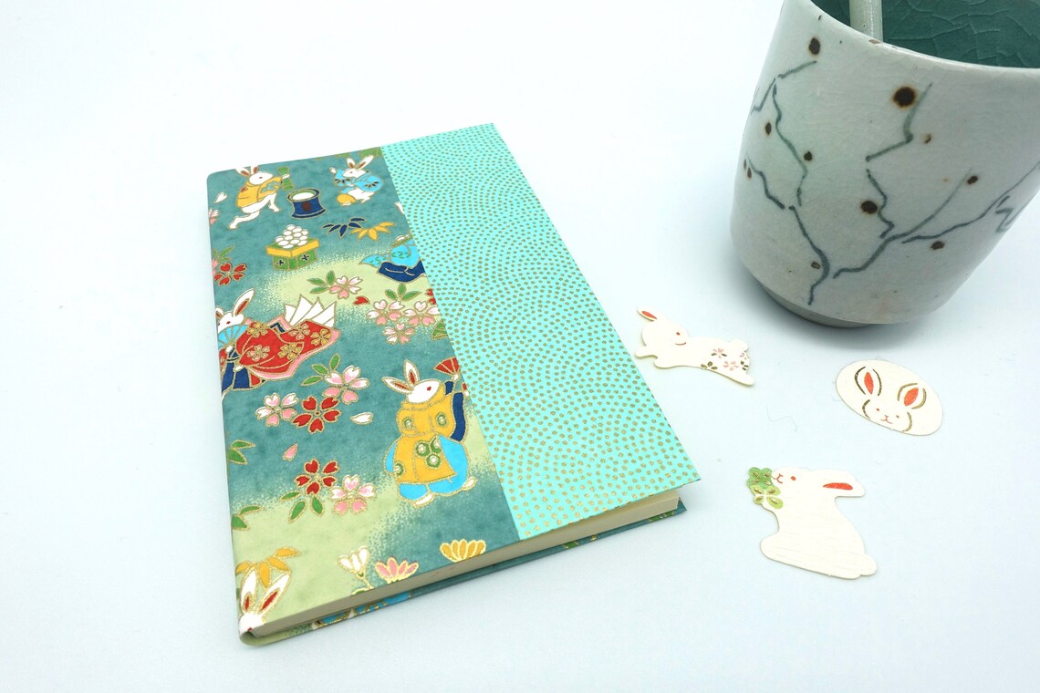 Japanese paper diary Zeninspired pocketbook kawai rabbit Etsy
