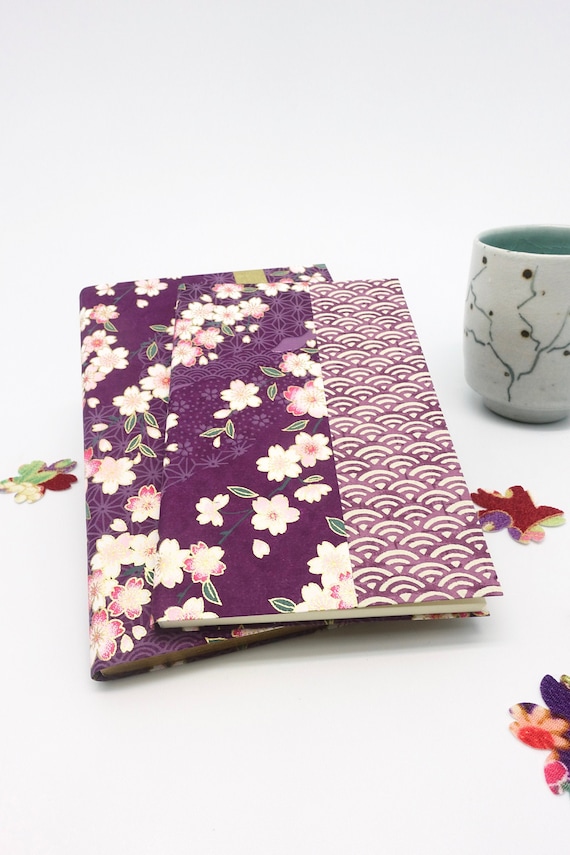 Purple writing book Japanese paper flowers sakura and Etsy